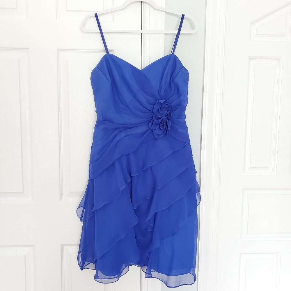 Impression Prom Bridal Blue Ruffle Dress